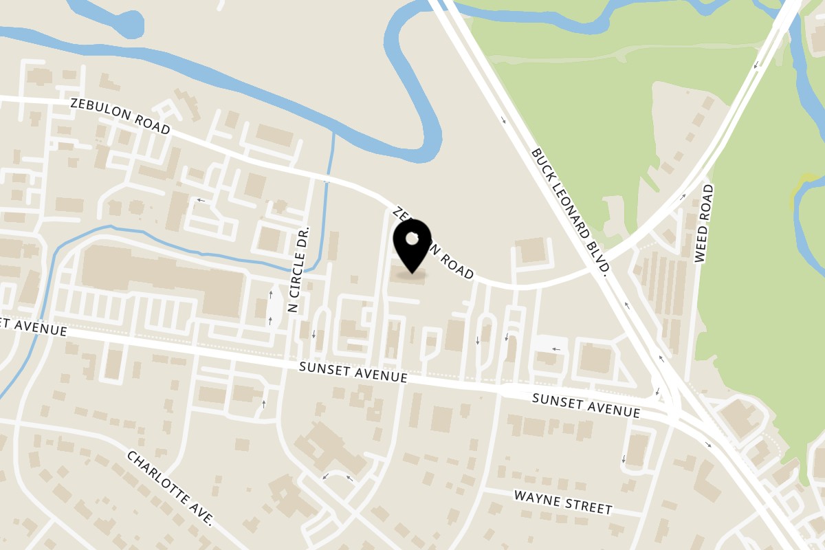 Map showing the location of Meet and Bread Co on 2921 Zebulon Rd in Rocky Mount